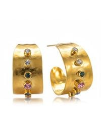 Liv Oliver - 18K Plated 2.28 Ct. Tw. Semi Precious Gemstones Cz Earrings - Lyst