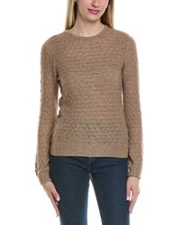 Sofiacashmere - Pointelle Crewneck Wool & Cashmere-Blend Sweater - Lyst