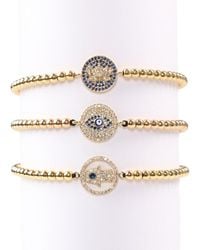 Eye Candy LA - Luxe Titanium Cz Lotus Stretch Bracelet Set - Lyst