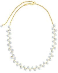 Sterling Forever - 14k Plated Cz Carson Adjustable Tennis Necklace - Lyst