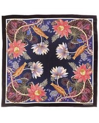 Ferragamo - Water Lilies Print Silk Scarf - Lyst