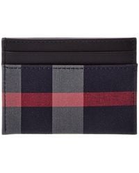 Burberry - Check Canvas & Leather Card Holder - Lyst