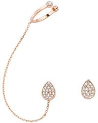 Amorium - 18K Rose Vermeil Cz Ear Cuff & Stud Set - Lyst