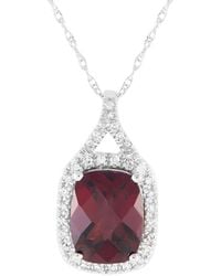 Gemstones - 14k 0.13 Ct. Tw. Diamond & Garnet Pendant Necklace - Lyst