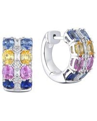 Gregg Ruth - 14K 4.05 Ct. Tw. Diamond & Multi Sapphire Huggie Earring - Lyst