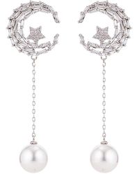 Eye Candy LA - Luxe Collection Rhodium Plated Pearl & Cz Zoey Drop Earrings - Lyst