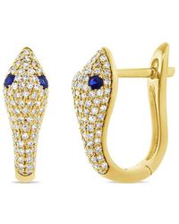 Sabrina Designs 14k 0.56 Ct. Tw. Diamond & Sapphire Snake Huggie Earrings - Metallic
