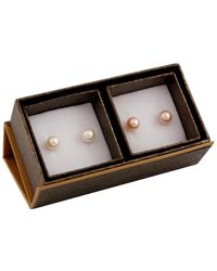 Splendid - Set Of 2 Silver 8-8.5mm Freshwater Pearl Studs - Lyst