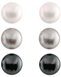 Splendid - Plated 7-8mm Pearl Set Of 3 Studs - Lyst