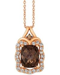 Le Vian - Le Vian Chocolate Quartz 14k Rose Gold 3.04 Ct. Tw. Diamond & Smoky Quartz Pendant Necklace - Lyst