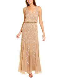 Adrianna Papell Bead & Sequin Maxi Dress - Natural