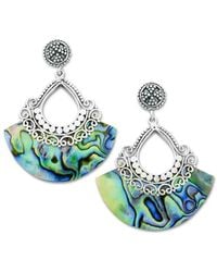 Samuel B. - Silver Abalone Pearl Fan Shape Earrings - Lyst