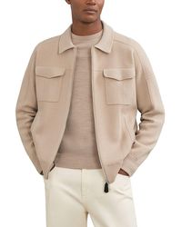 Reiss - Calder Zip Through Twi Wool Sweater - Lyst