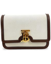 Burberry - Canvas Tb Mini Two-Tone Shoulder Bag (Authentic Pre-Loved) - Lyst