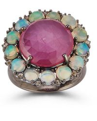 Banji Jewelry - Silver 0.21 Ct. Tw. Diamond & Gemstone Cocktail Ring - Lyst
