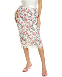 Gracia - Floral-Lace Slit-Back Bodycon Midi Skirt - Lyst