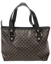 Celine - Black & Brown Macadam Coated Canvas Small Zip Tote (authentic Pre- Loved) - Lyst