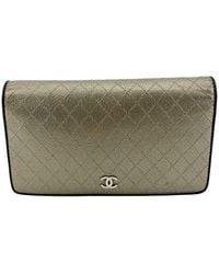 CHANEL - Metallic Quilted Leather Flap Long Wallet (Authentic Pre-Loved) - Lyst