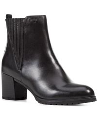 Geox D New Lise Np Abx A Leather Bootie - Black