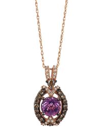 Le Vian - 14k Strawberry Gold 1.07 Ct. Tw. Diamond & Amethyst Pendant Necklace - Lyst