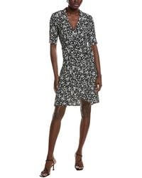 Ganni - Printed Crepe Wrap Dress - Lyst
