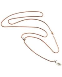 Pearls - Stainless Steel 0.09 Ct. Tw. Diamond & 9-10Mm Pearl Necklace - Lyst