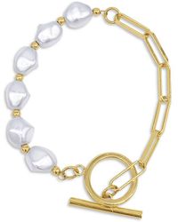 Adornia - 14k Plated 10mm Pearl Bracelet - Lyst
