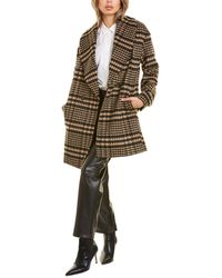 Avec Les Filles Houndstooth Wool-blend Coat - Multicolor