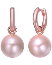 Rachel Glauber - 18k Rose Gold Plated 14mm Pearl Cz Pearl Earrings - Lyst