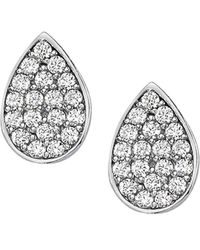 Amorium - Rhodium Plated Silver Cz Teardrop Studs - Lyst