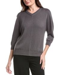 Lafayette 148 New York - V Neck Blouson Sleeve Silk Sweater - Lyst