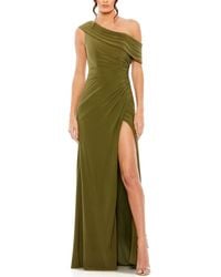 Mac Duggal - Fold-Over Off-The-Shoulder Slit Gown - Lyst