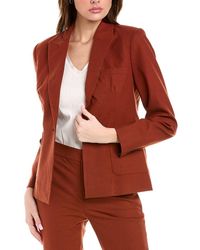 BCBGMAXAZRIA Relaxed Single Breasted Blazer Long Sleeve Button Front Peak Lapel Jacket - Red