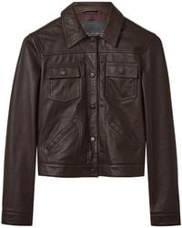 Reiss - Ely Sheep Leather Trucker Jacket - Lyst