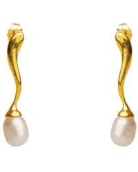 Ebru Jewelry - Pearl Collection 0.35Mm Pearl Drop Down Earrings - Lyst
