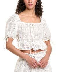 Ganni - Light Broderie Anglaise Cropped Top - Lyst