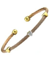 Diamond Select Cuts - Heart 14K & Stainless Steel 0.01 Ct. Tw. Diamond Bangle Bracelet - Lyst