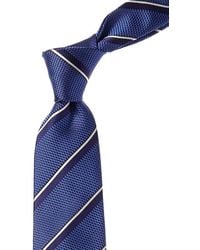 Canali - Blue Stripe Silk Tie - Lyst