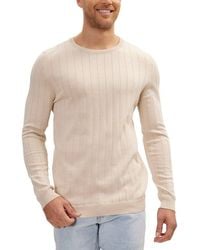 Ron Tomson - Slip-Stitch Crew Neck Long Sleeve Sweater - Lyst