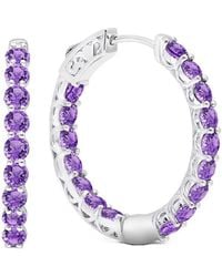 MaxColor - 3.00 Ct. Tw. Amethyst Hoop Earrings - Lyst