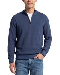 RAFFI - Birdseye 1/4-Zip Mock Neck Sweater - Lyst