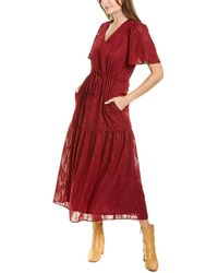 Donna Ricco Metallic Maxi Dress - Red