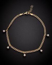 Italian Gold Over Silver - 18K Clear Stone Anklet - Lyst