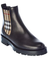 Burberry - Vintage Check Detail Leather Chelsea Boot - Lyst