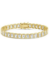 Sterling Forever - 14K Plated Cz Roxie Bezel Tennis Bracelet - Lyst