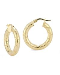 Italian Gold - 14k Bold Thick Quilted Small Hoops - Lyst
