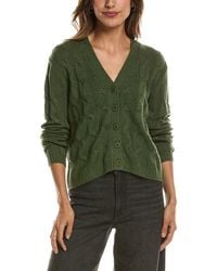 Forte - Cable V-Neck Wool & Cashmere-Blend Cardigan - Lyst