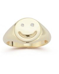 Sphera Milano - 14k Over Silver Cz Smiley Face Signet Ring - Lyst