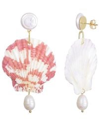 Adornia - 14K Plated Shell 3-Drop Earrings - Lyst