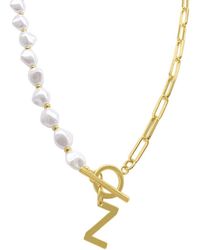 Adornia - 14k Plated Pearl Paperclip Chain Initial Necklace (a-z) - Lyst
